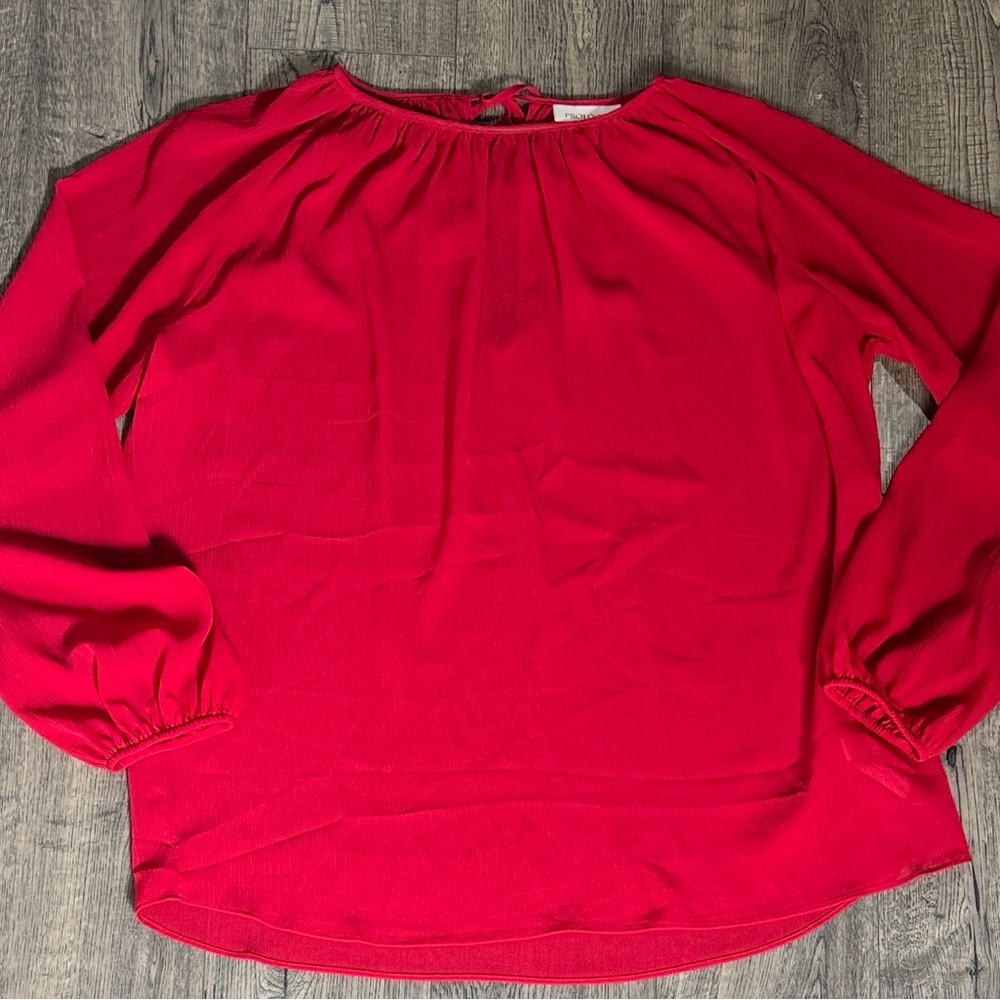 Prologue Vibrant Red Long-Sleeve Tunic Blouse
